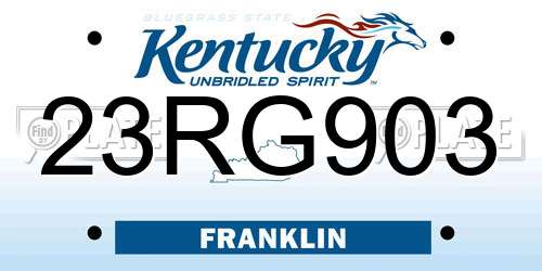 23RG903 Kentucky License Plate