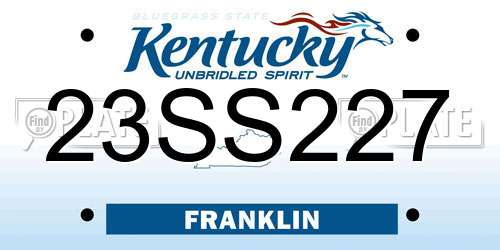 23SS227 Kentucky License Plate