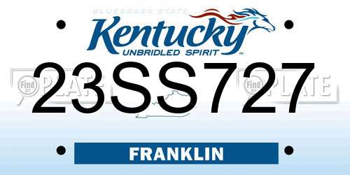 23SS727 Kentucky License Plate