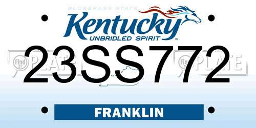 23SS772 Kentucky License Plate
