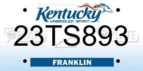 23TS893 Kentucky License Plate