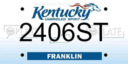 2406ST Kentucky License Plate