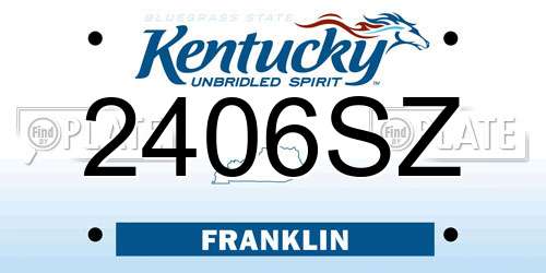 2406SZ Kentucky License Plate