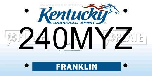 240MYZ Kentucky License Plate