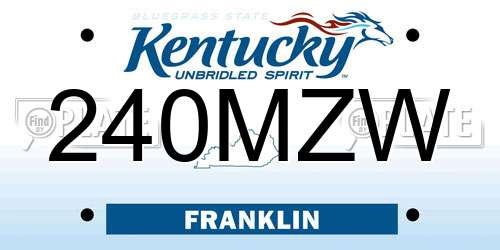 240MZW Kentucky License Plate