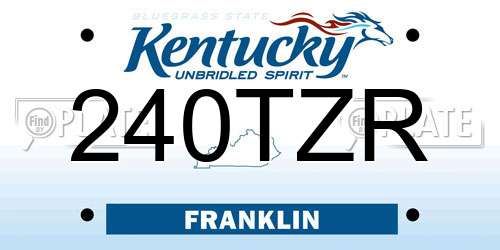 240TZR Kentucky License Plate