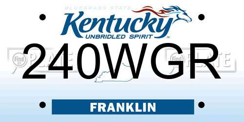 240WGR Kentucky License Plate