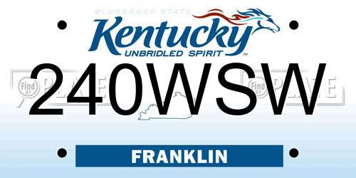 240WSW Kentucky License Plate