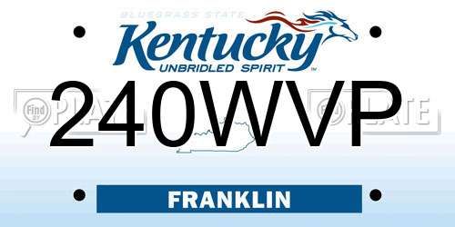 240WVP Kentucky License Plate