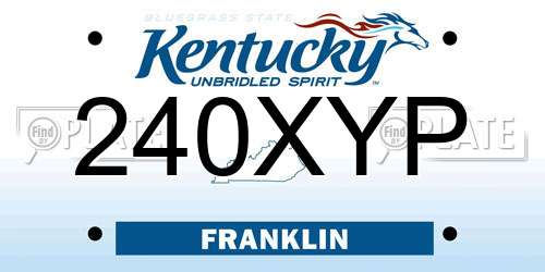240XYP Kentucky License Plate