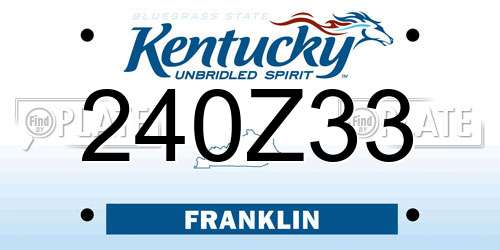 240Z33 Kentucky License Plate