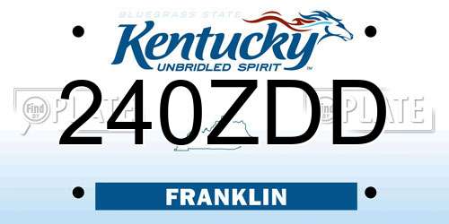 240ZDD Kentucky License Plate