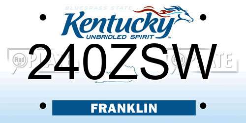 240ZSW Kentucky License Plate