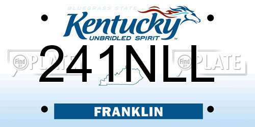241NLL Kentucky License Plate