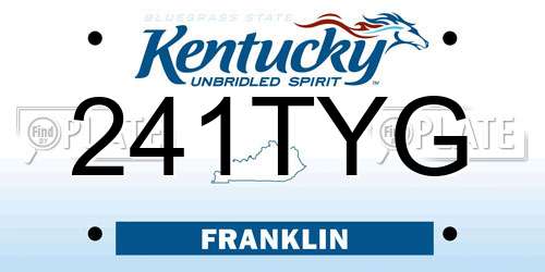 241TYG Kentucky License Plate