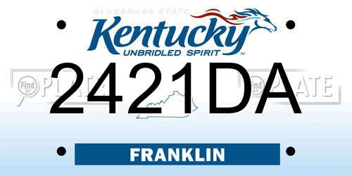 2421DA Kentucky License Plate