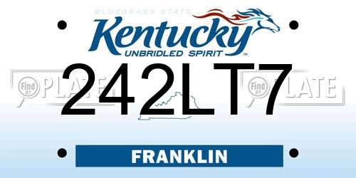 242LT7 Kentucky License Plate