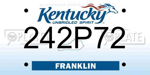242P72 Kentucky License Plate
