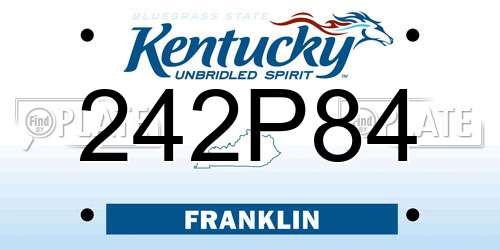 242P84 Kentucky License Plate