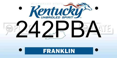 242PBA Kentucky License Plate