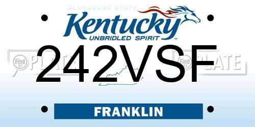 242VSF Kentucky License Plate