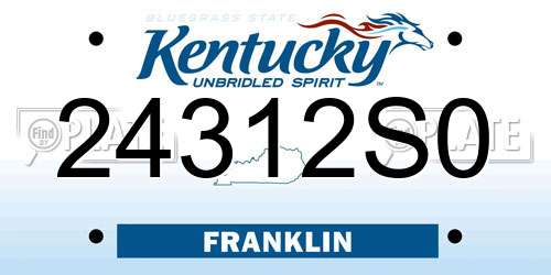 24312S0 Kentucky License Plate