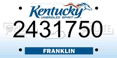 2431750 Kentucky License Plate