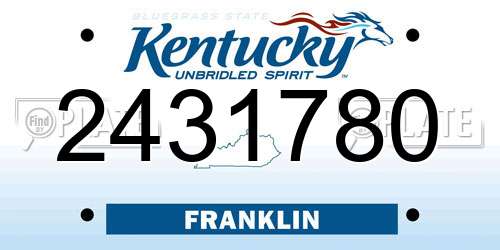 2431780 Kentucky License Plate