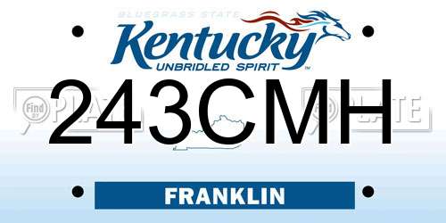 243CMH Kentucky License Plate