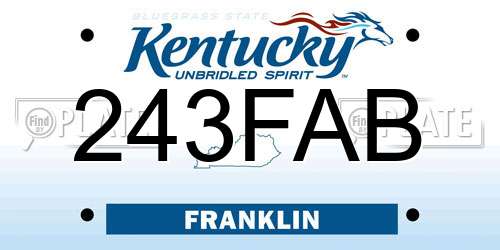 243FAB Kentucky License Plate