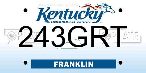 243GRT Kentucky License Plate