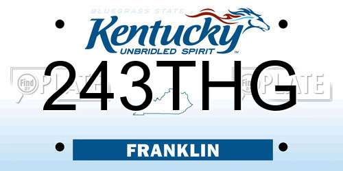 243THG Kentucky License Plate