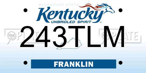 243TLM Kentucky License Plate