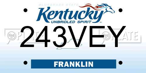 243VEY Kentucky License Plate