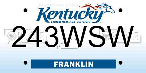 243WSW Kentucky License Plate