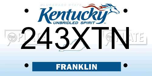 243XTN Kentucky License Plate