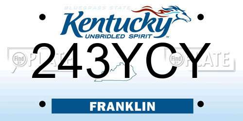 243YCY Kentucky License Plate