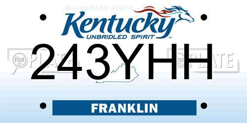 243YHH Kentucky License Plate