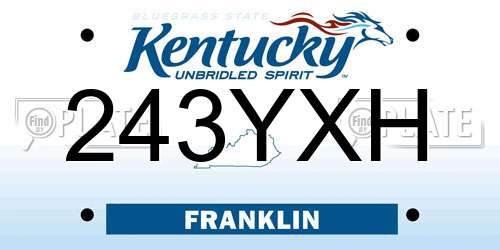 243YXH Kentucky License Plate