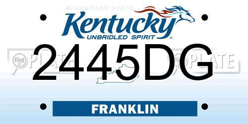 2445DG Kentucky License Plate
