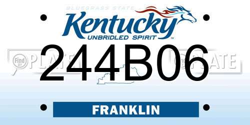 244B06 Kentucky License Plate