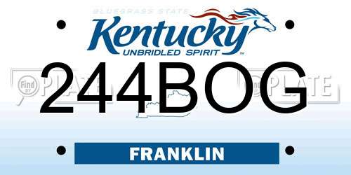244BOG Kentucky License Plate