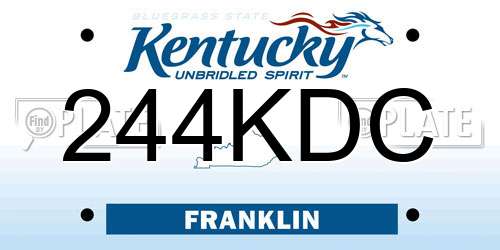 244KDC Kentucky License Plate