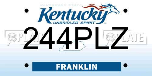 244PLZ Kentucky License Plate
