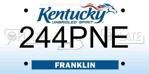 244PNE Kentucky License Plate