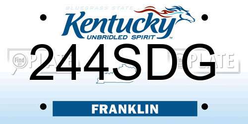 244SDG Kentucky License Plate