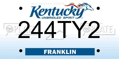 244TY2 Kentucky License Plate