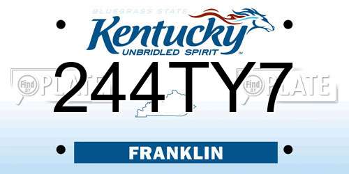244TY7 Kentucky License Plate