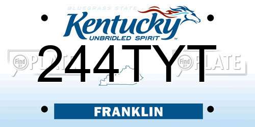 244TYT Kentucky License Plate