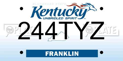 244TYZ Kentucky License Plate